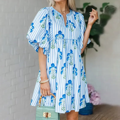 Women's Floral Striped Mini Dress