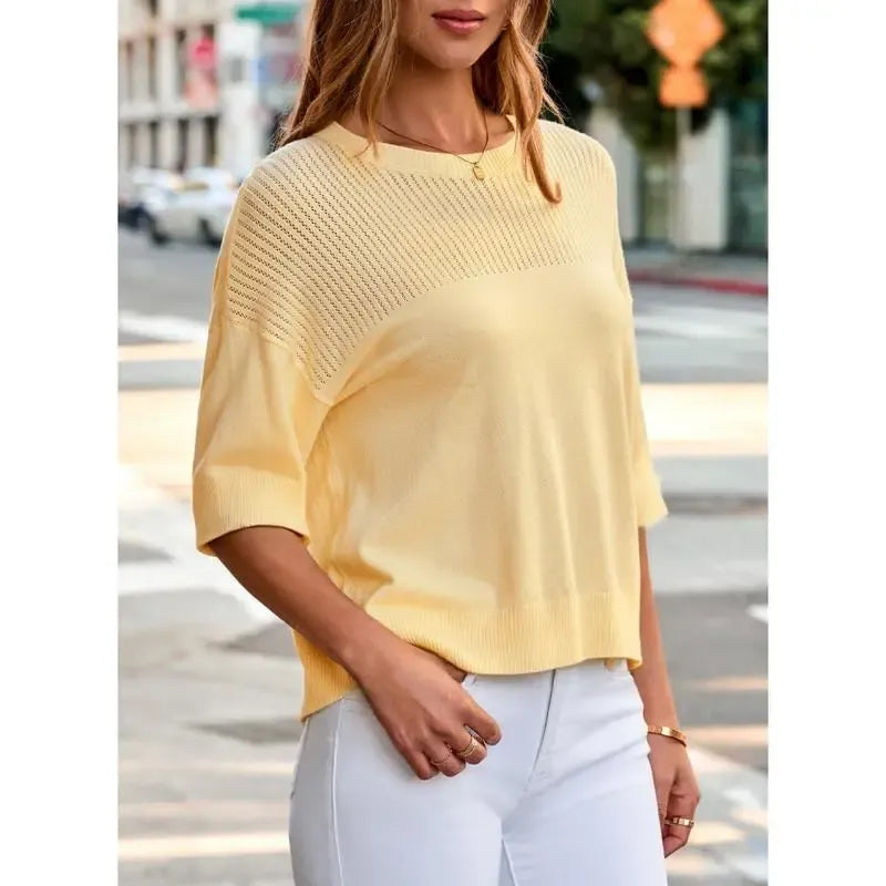 Women‘s Half Sleeve Casual Oversized Trendy Sweaters