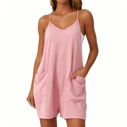 Women's Minimalist Cotton Blend Acid Wash Romper