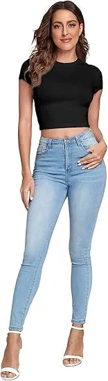 Women's Basic Casual Summer Crop Tee Tops