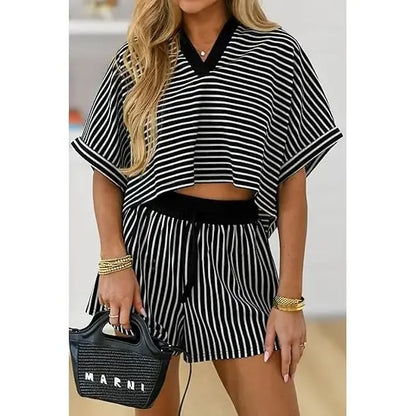 Women's Striped 2 Piece Short Sets