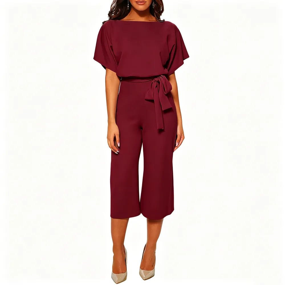 Women's Summer And Autumn Short Sleeved Jumpsuit