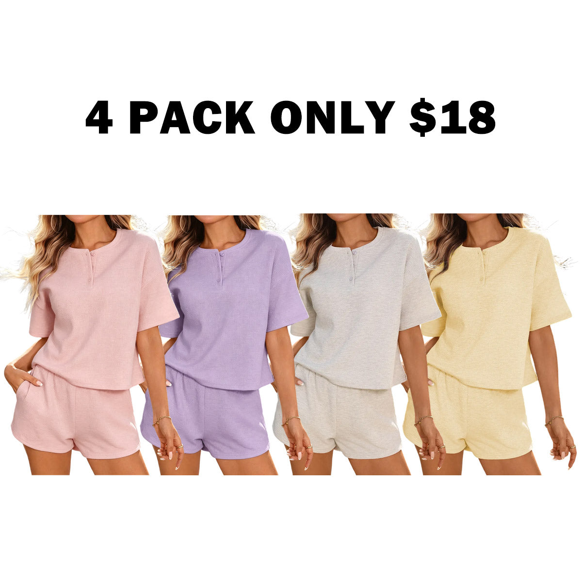 Women’s Waffle Knit 2 Piece Short Sets