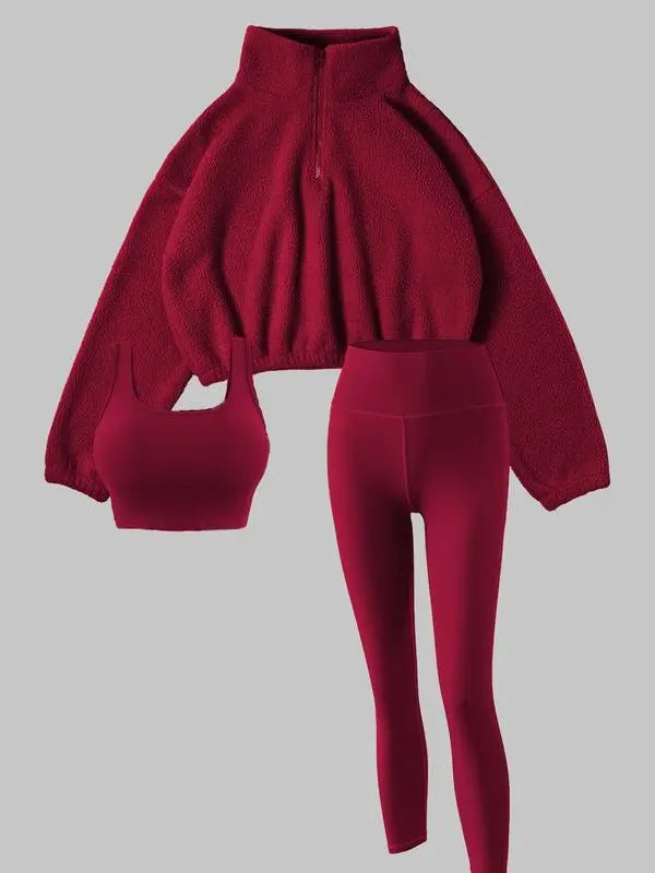 Women's Solid Thermal Lined Tracksuit Set