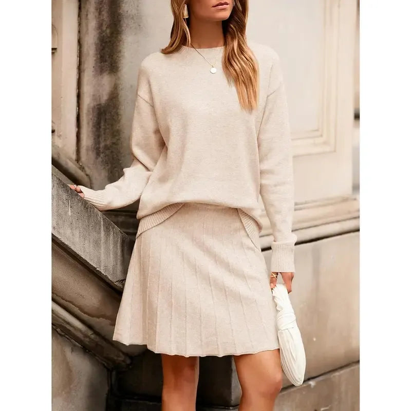 Women's 2 Piece Skirt Sets Pullover Sweater Sets