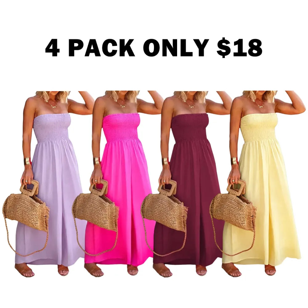 Women‘s Sleeveless Strapless Wide Leg Jumpsuits
