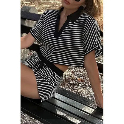 Women's Striped 2 Piece Short Sets