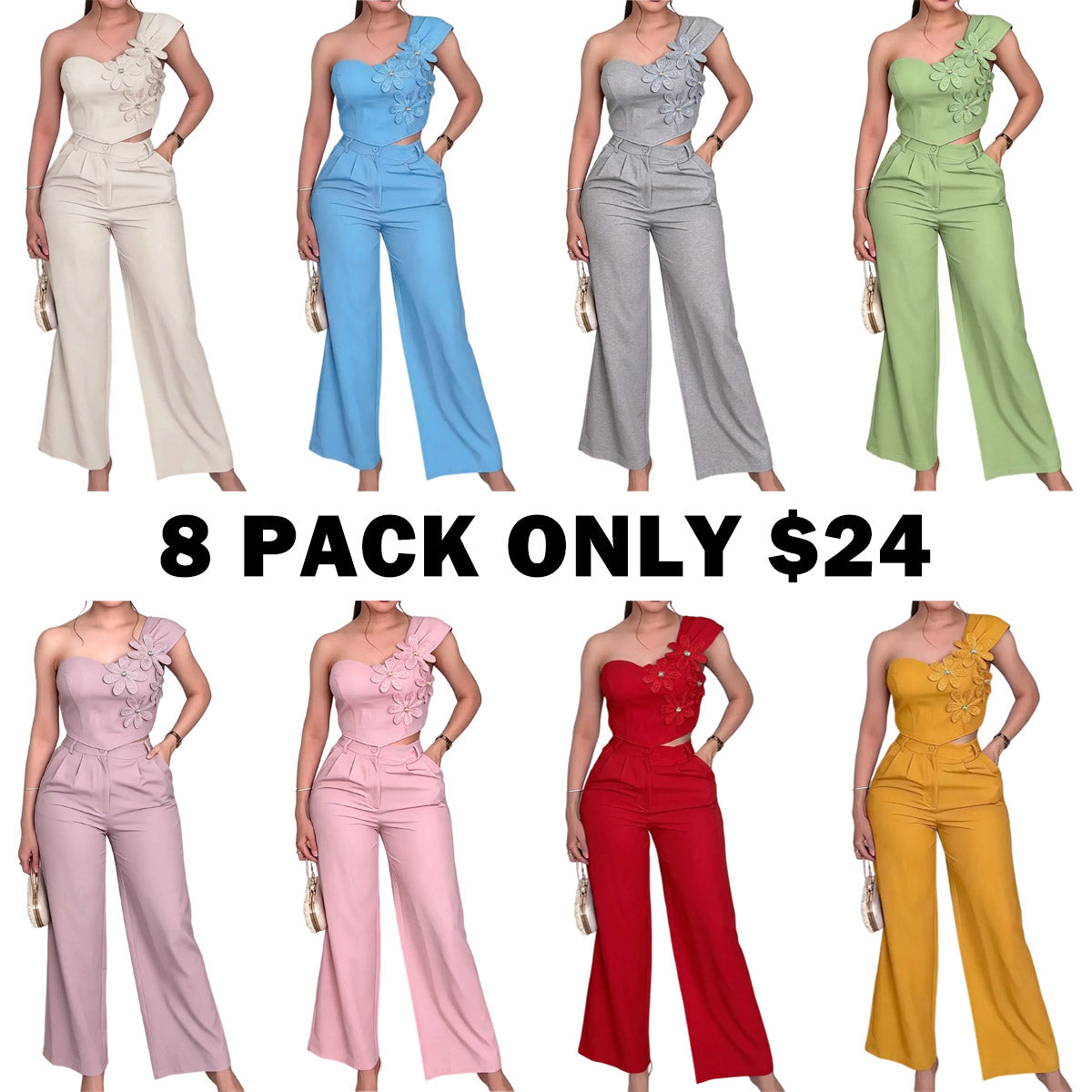 American Style Chic Off-Shoulder Floral Womenswear Set