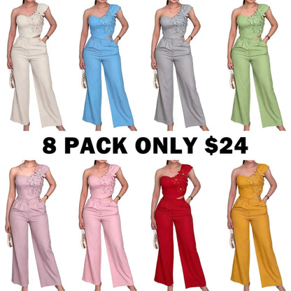 American Style Chic Off-Shoulder Floral Womenswear Set