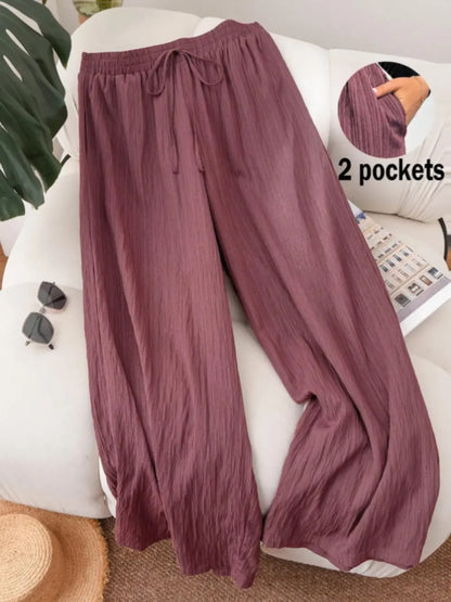 Women's Solid Color Wide Leg Pants