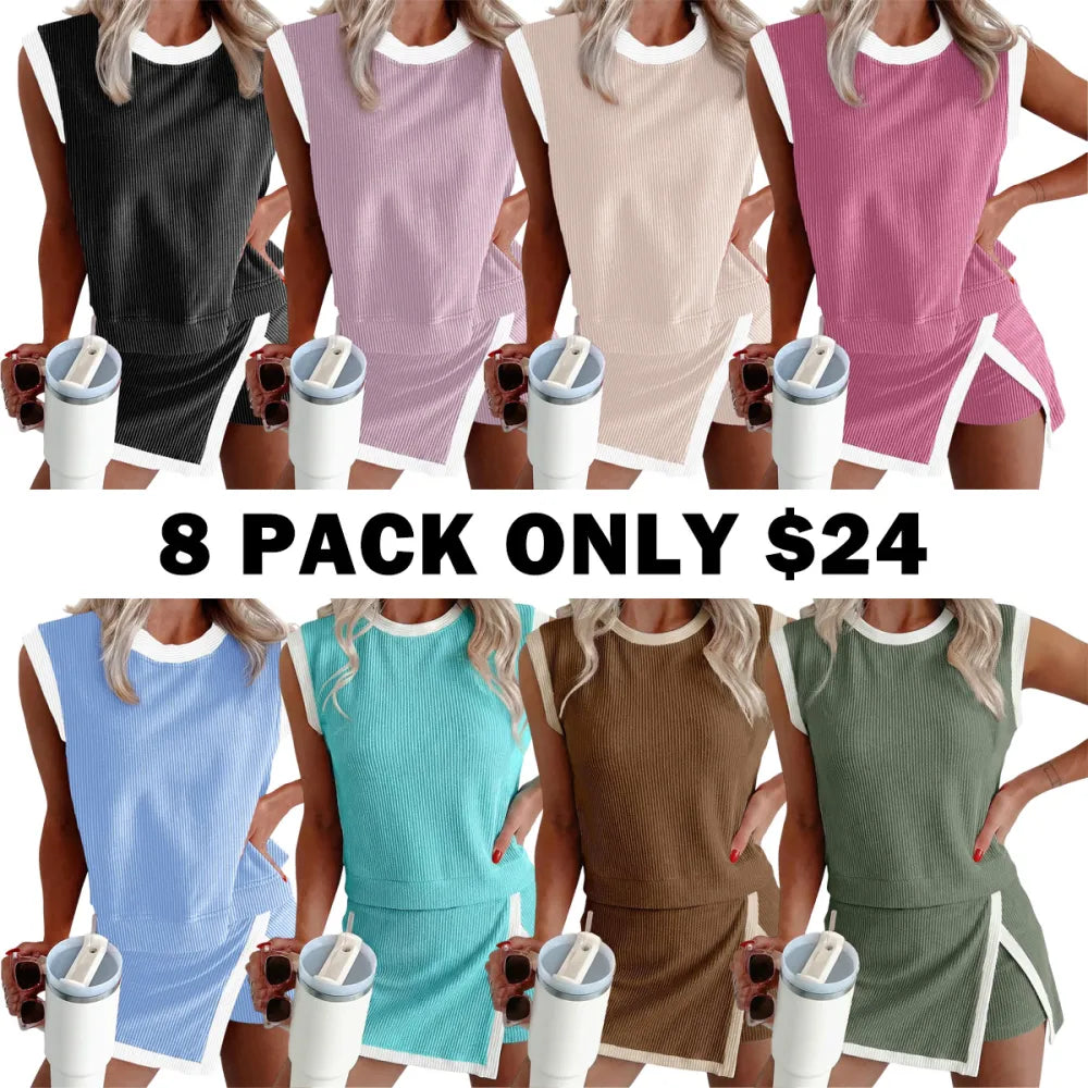 Women's Crewneck Ribbed 2-Piece Sets