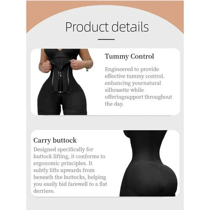Women's Solid Color Zipper Corset Shapewear Romper