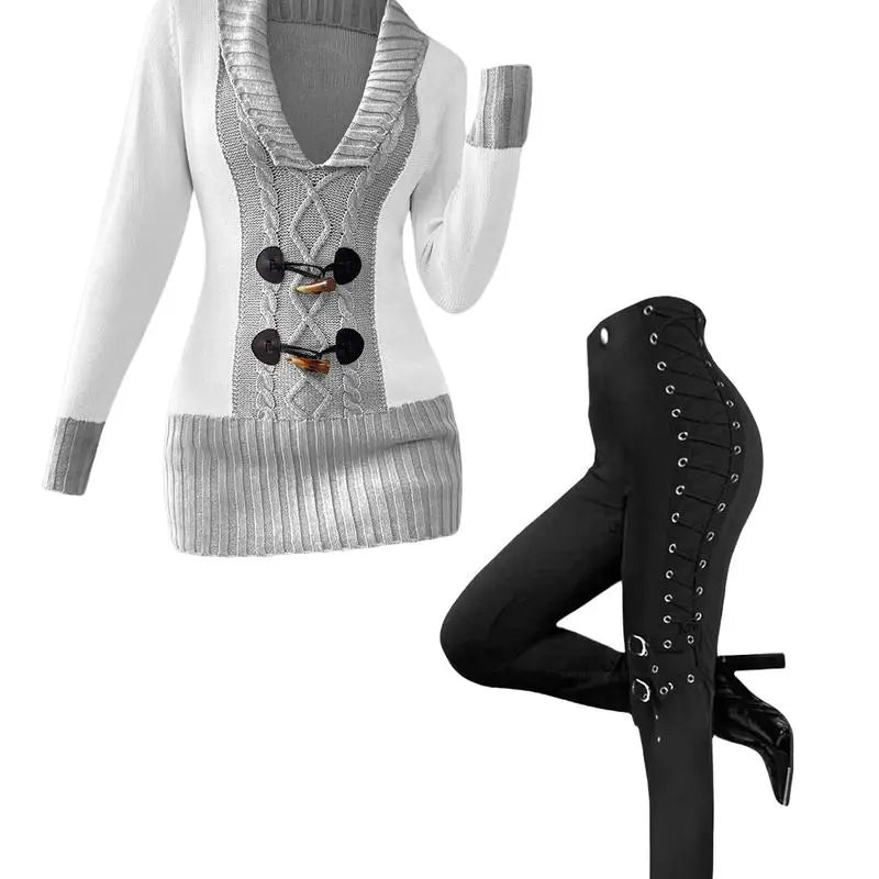 Sweater and Lace Up Pants Matching Set