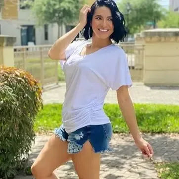 Women's Short Sleeve V Neck Dolman Tops