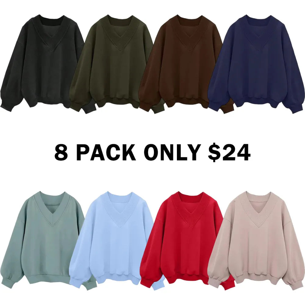 V Neck Oversize Sweatshirts