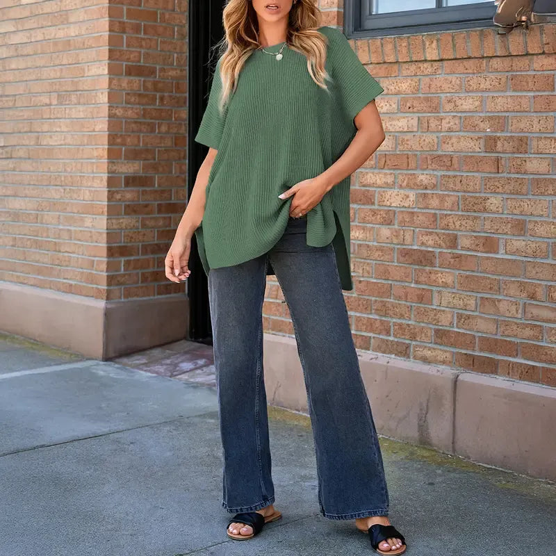 Oversized Cozy Ribbed Knit Top