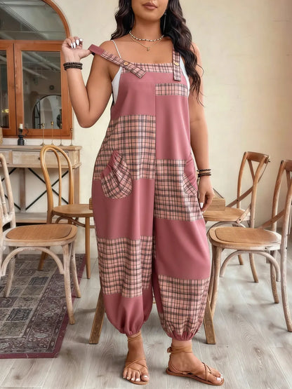 Plus Size Jumpsuit, Casual Comfy Sleeveless Jumpsuit