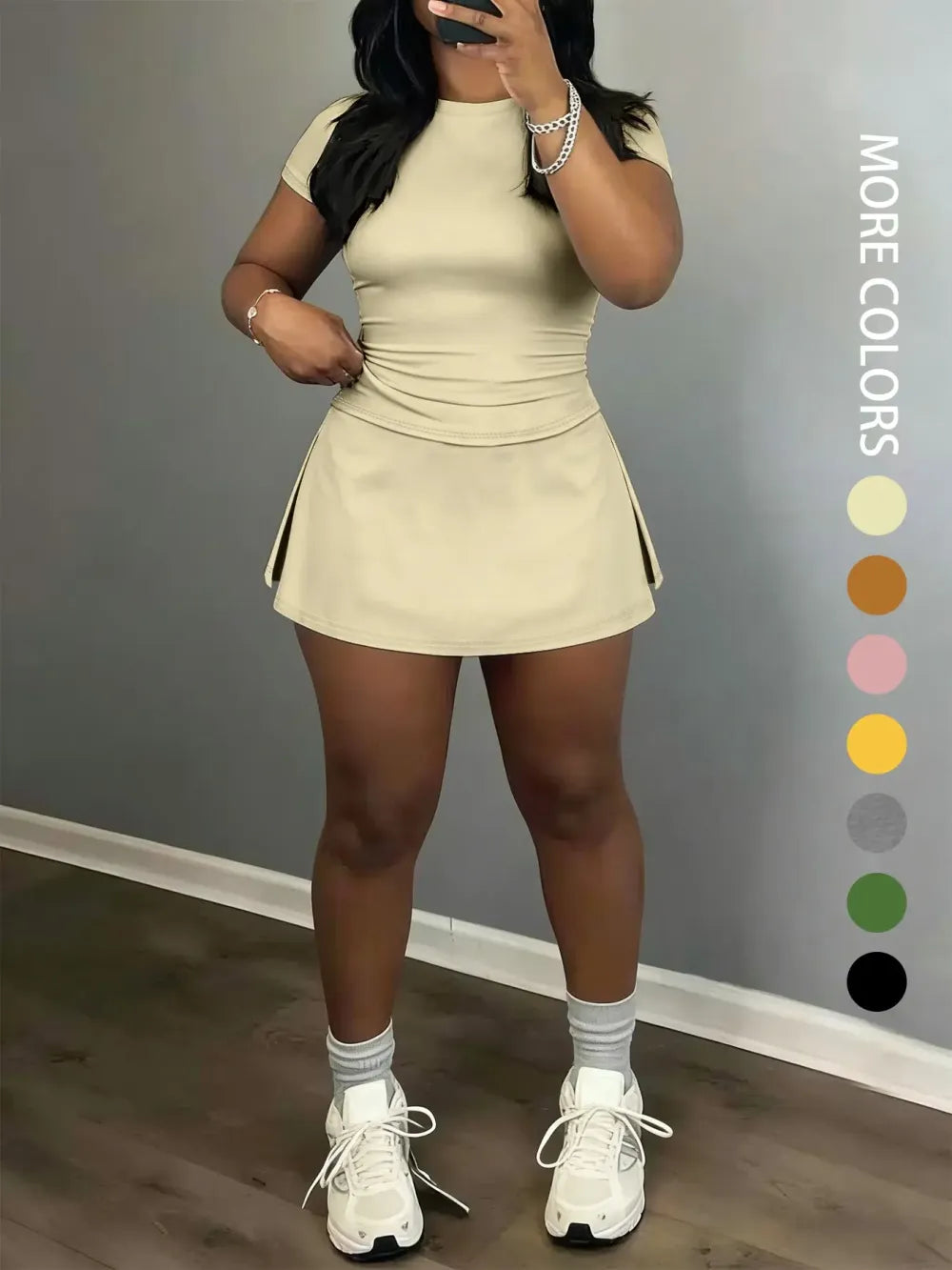 Women's Slim-Fitting Crop Tee & Short Skirt Set