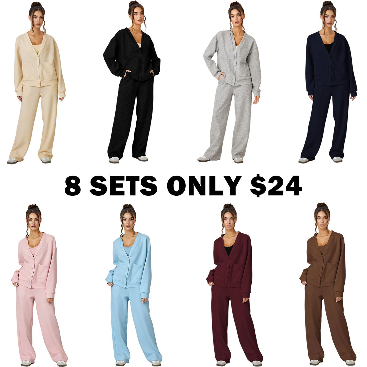 Women's Slouchy Solid Color Soft Two Piece Set