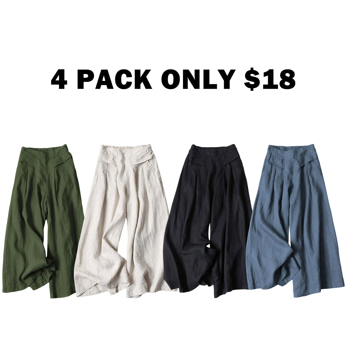 Women's Cotton Linen Culottes Pants