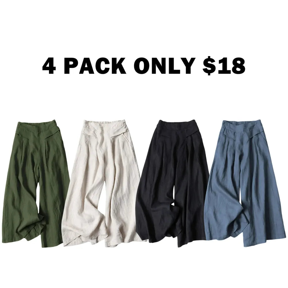 Women's Cotton Linen Culottes Pants