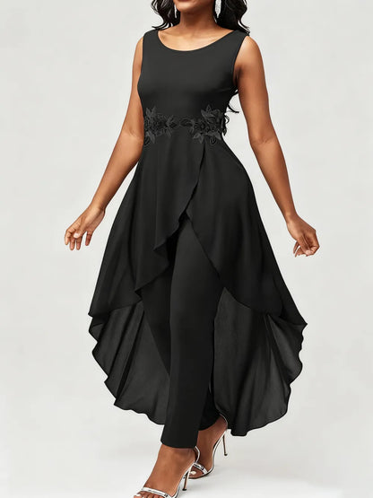 Contrast Lace Asymmetrical Hem Bodysuit