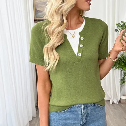 Women's Wool-Blend Casual Short Sleeve Knitwear