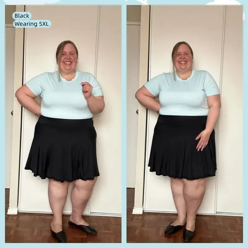 【Plus Size】 Pleated Tennis Skirt with Shorts
