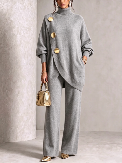 ⏰ LAST DAY SAVE 49% 💥 Elegant Knit Asymmetrical Button Set