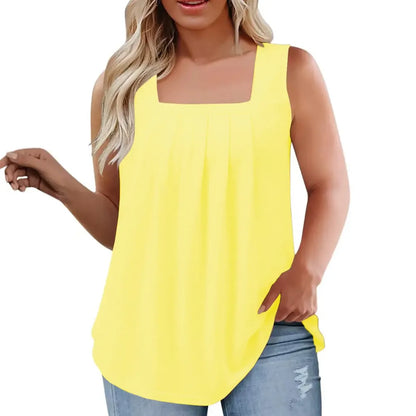Loose Fit Summer Sleeveless Square Neck Tops