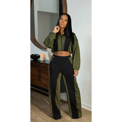 Color block straight pants set