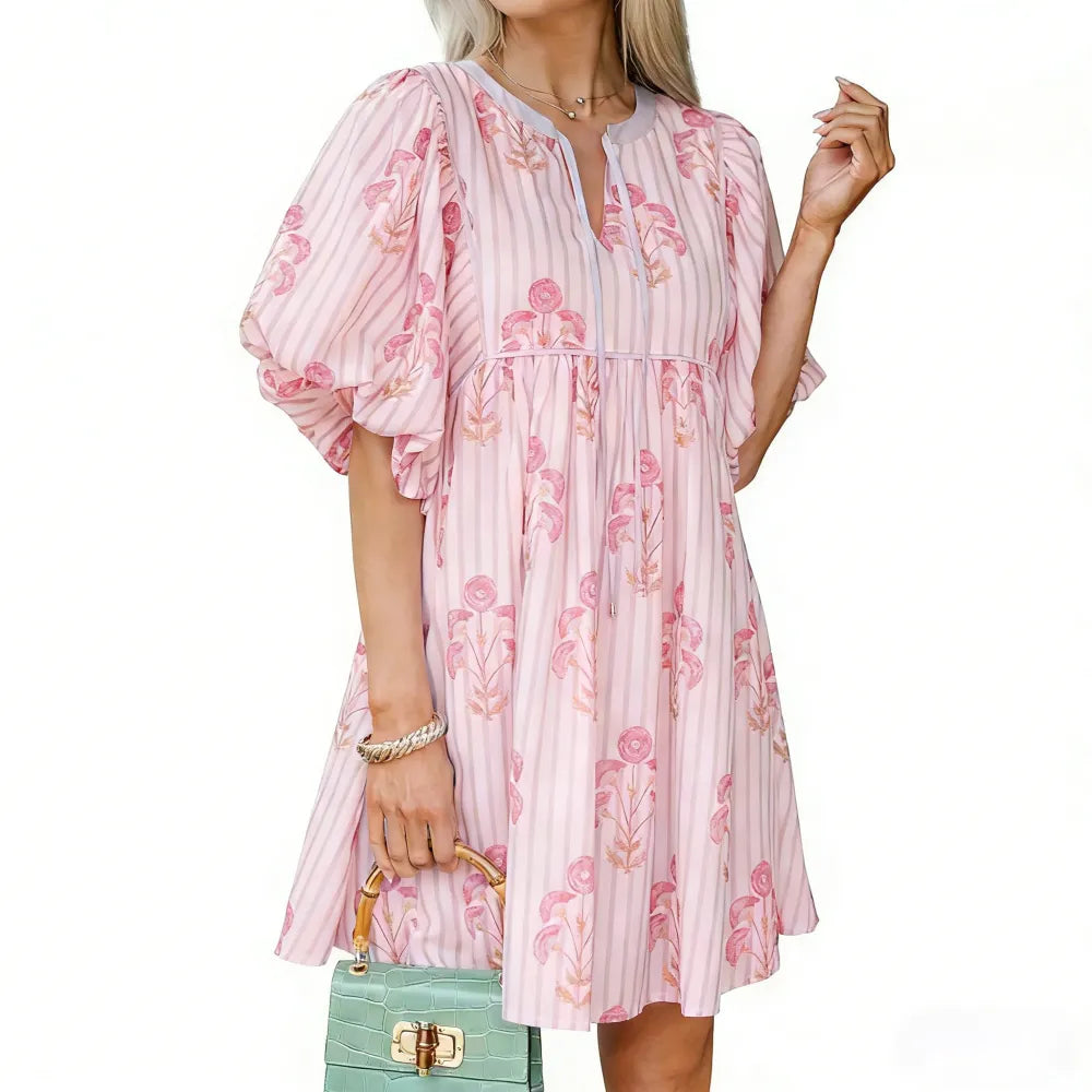 Women's Floral Striped Mini Dress