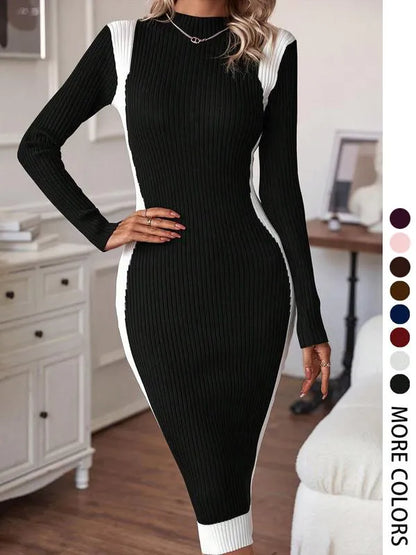 Elegant Long Sleeve Knit Dress for Women