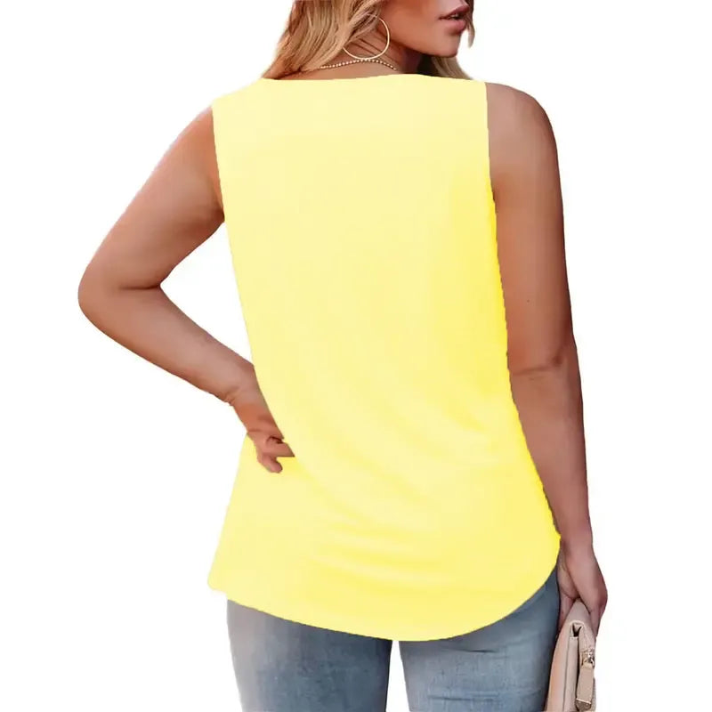 Loose Fit Summer Sleeveless Square Neck Tops