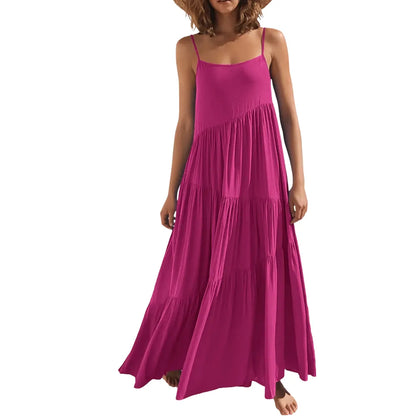 Asymmetric Tiered Style Sleeveless Beach Dress