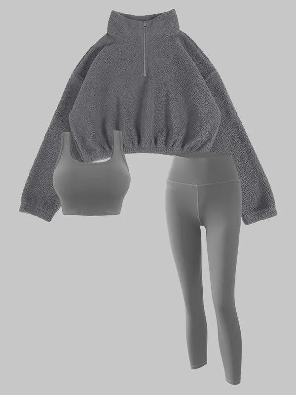 Women's Solid Thermal Lined Tracksuit Set