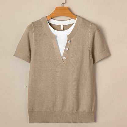 Women's Wool-Blend Casual Short Sleeve Knitwear