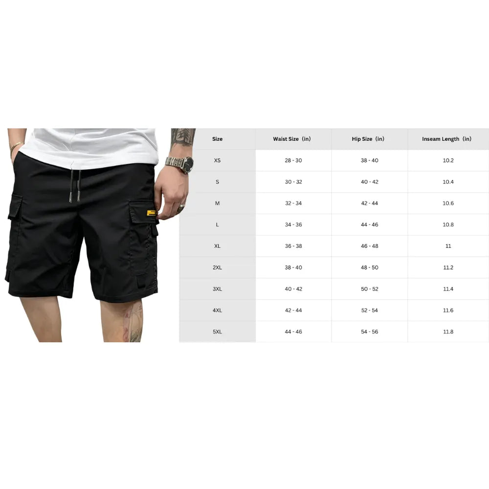 Street Style Three-Piece Set Men's Multi-Pocket Cargo Shorts