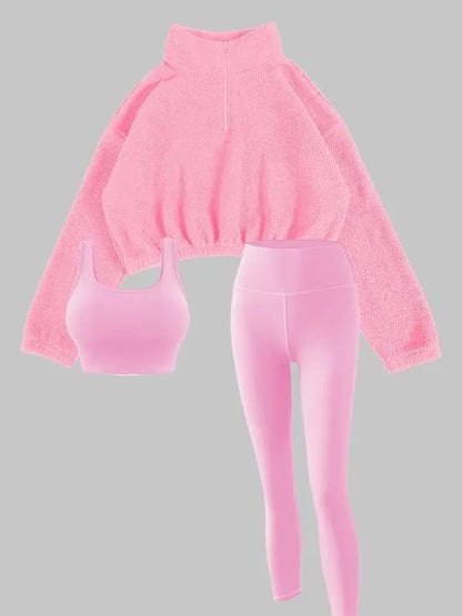 Women's Solid Thermal Lined Tracksuit Set