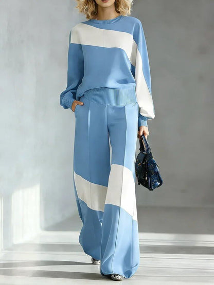 🎁New Arrivals🔥Women's Casual Asymmetrical Color-Blocked Set