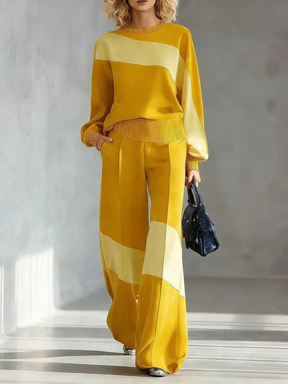 🎁New Arrivals🔥Women's Casual Asymmetrical Color-Blocked Set