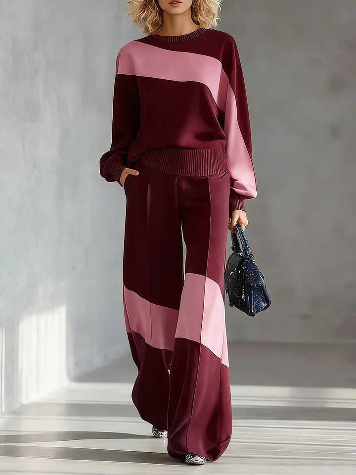🎁New Arrivals🔥Women's Casual Asymmetrical Color-Blocked Set