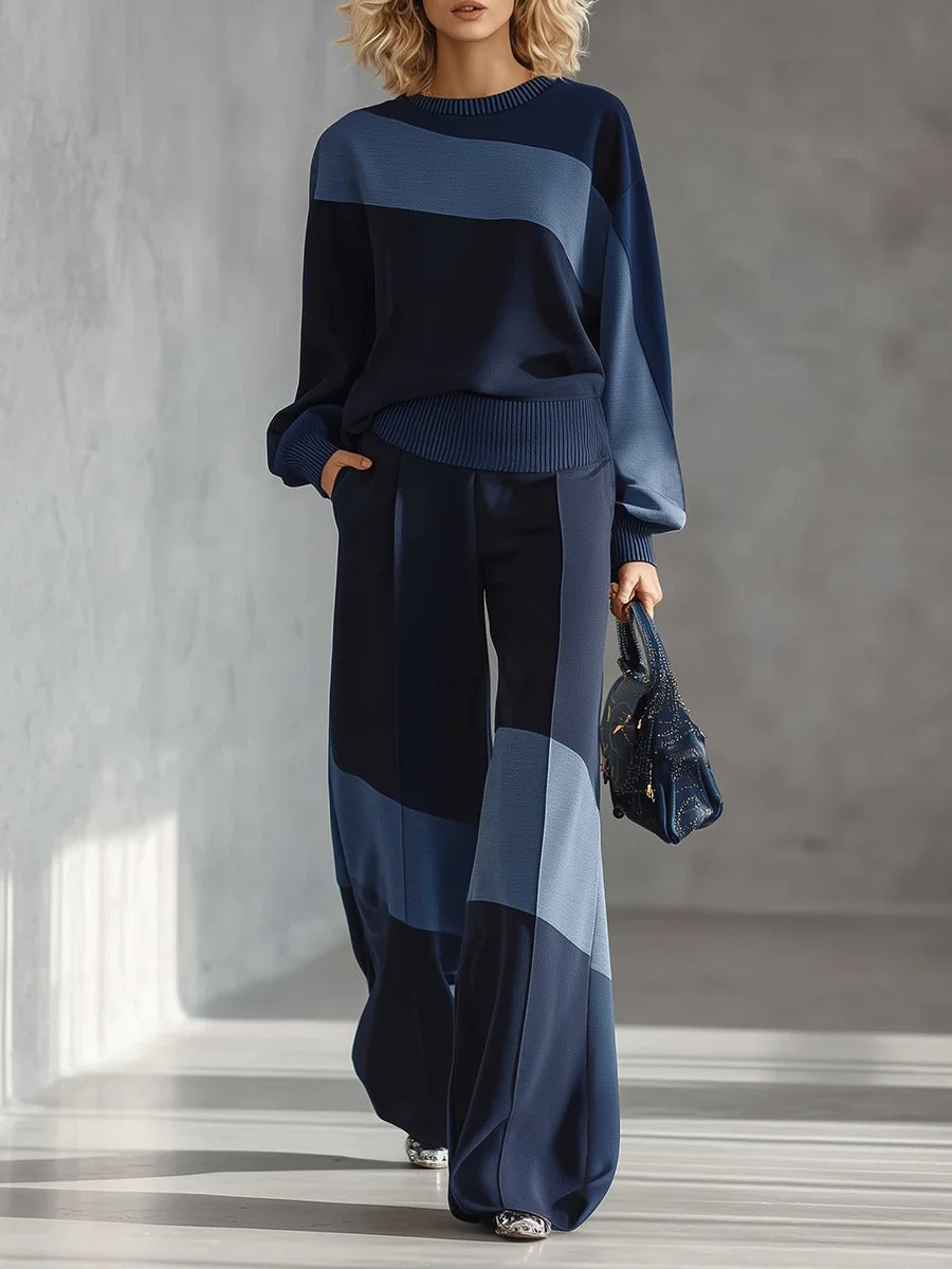 🎁New Arrivals🔥Women's Casual Asymmetrical Color-Blocked Set