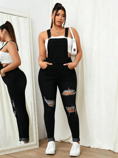 Women's Sweet Cool Denim Strap Jumpsuit