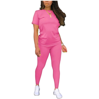 Fitted Round Neck Tee & Skinny Pants 2-Piece