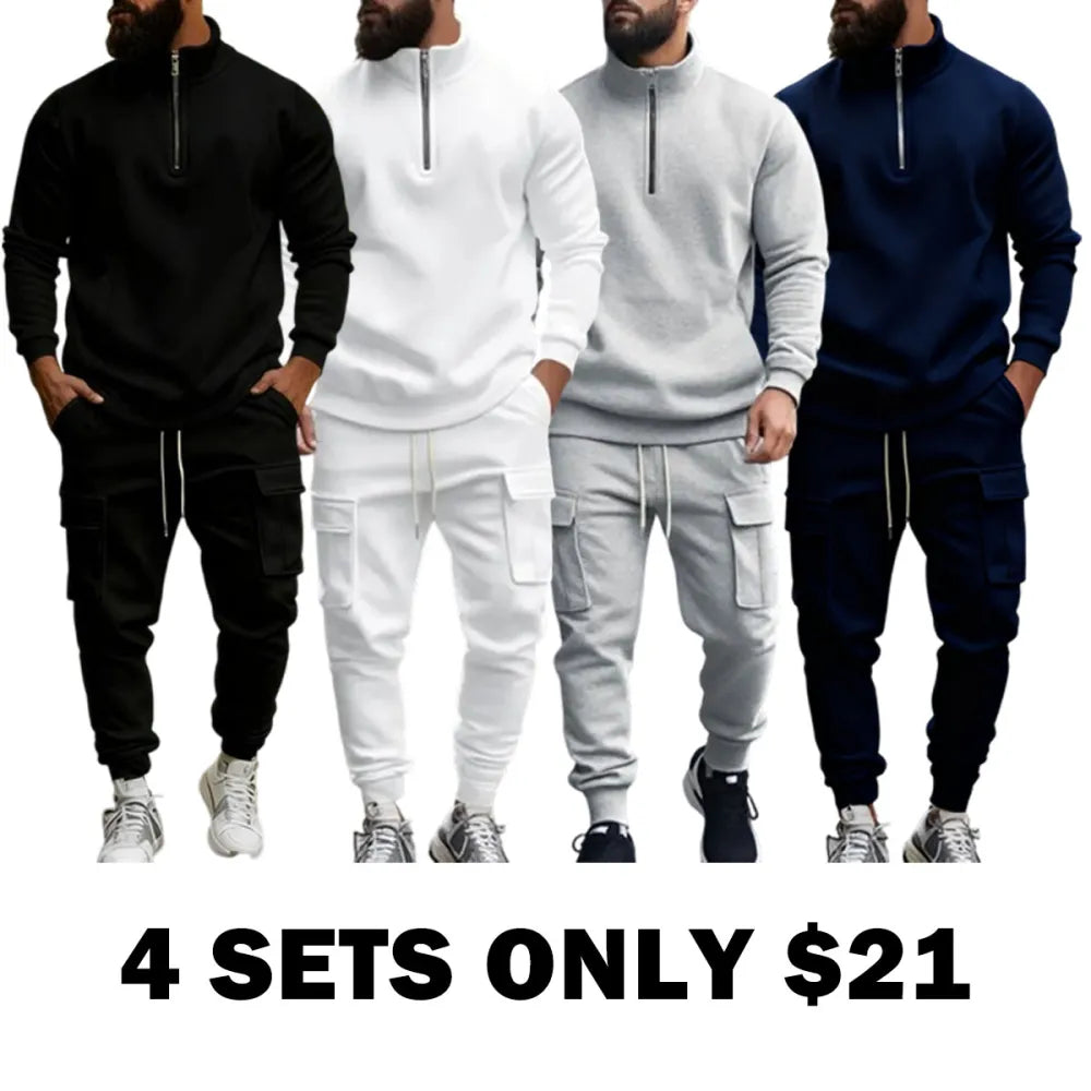 Men's Fleece Lined Zipper Work Pants Set