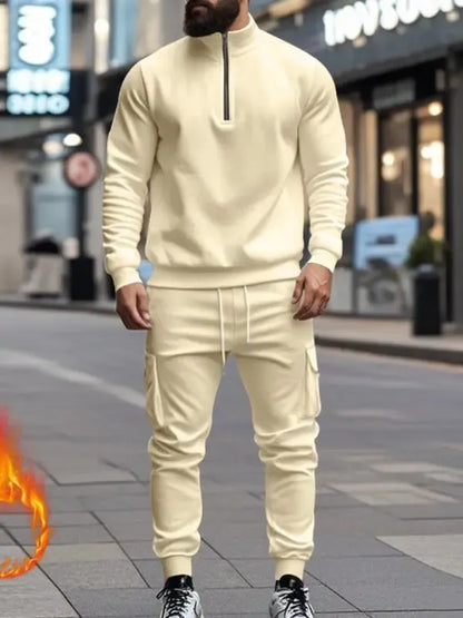 Men's Fleece Lined Zipper Work Pants Set