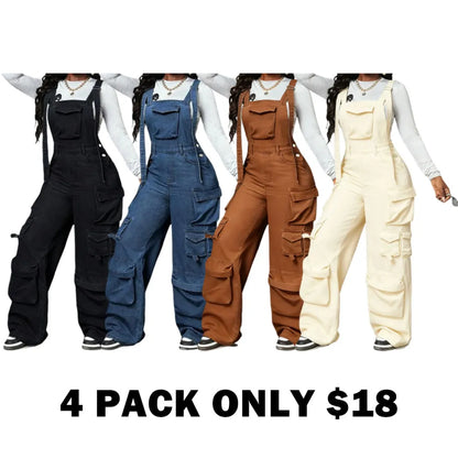 Women's Adjustable Strap Denim Jumpsuit