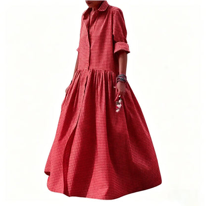Women's Vintage Plaid Shirt Dress