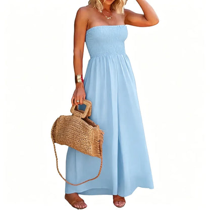 Women‘s Sleeveless Strapless Wide Leg Jumpsuits